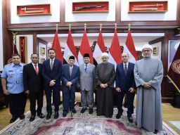 Menhan Prabowo Sambut Grand Syekh Al Azhar Prof Ahmed di Kemhan