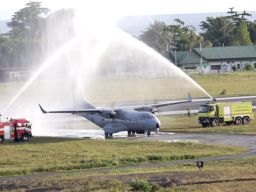 Sambut Kedatangan Pesawat Udara, Wing Udara 3 Biak Gelar Acara Penerimaan Dua Pesud Alih Bina