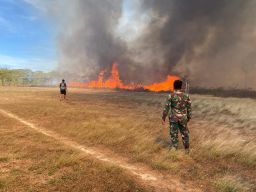 Kesigapan Prajurit Lanudal Kupang Atasi Kebakaran Lahan