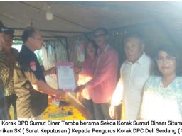 Dewan Pimpinan Daerah KORAK Sumut Serahkan SK kepada DPC KORAK Deli Serdang