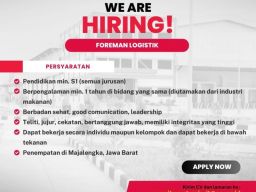 Dibutuhkan Foreman Logistik di PT Charoen Pokphand Indonesia