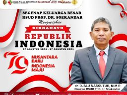 Keluarga Besar RSUD Prof dr Soekandar Ucapkan Dirgahayu RI ke 79