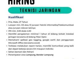 Kopkarla Membuka Lowongan Teknisi Jaringan
