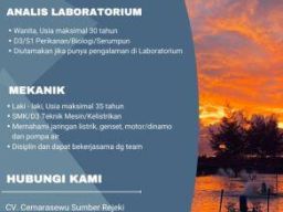 CV Cemarasewu Sumber Rejeki Buka Lowongan Analis Laboratorium