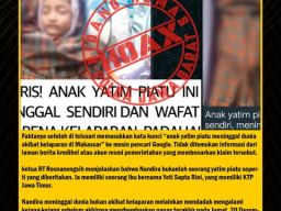 Hoax, Anak Yatim Piatu Meninggal Dunia Akibat Kelaparan di Makassar