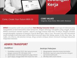 Wings Grup Buka Lowongan Kerja sebagai Admin Transport