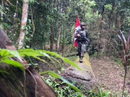 Satgas Yonif QY Patroli Patok Perbatasan RI dan Papua Nugini