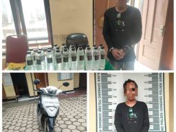 Polsek Gondang Amankan Puluhan Botol Arak Bali Tanpa Izin Edar