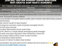 Hoax Tautan Pendaftaran Bantuan Wifi Gratis Dari Bakti Kominfo