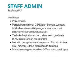 PT Menjangan Mas Buka Lowongan Kerja sebagai Staf Admin