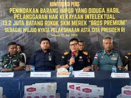 Bea Cukai Sulbagtara Tindak Impor 13 Juta Batang Rokok Asal Vietnam