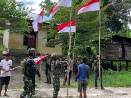 Satgas Yonif Qurata Yudha Kibarkan Semangat Merah Putih di Perbatasan