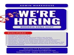 Lowongan Admin Warehouse di PT Inoplasindo Mas Perkasa