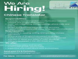 PT Petro Karya Mandiri is Hiring Chinese Translator