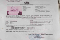 Polsek Sukodono Merilis Info Orang Hilang Bernama Nadia Najma