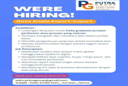 Rekrutmen Data Analis Export Impor di Putra Group