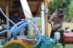 Polres Kuantan Singingi Bakar 145 Rakit Tambang Emas Ilegal
