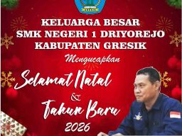 Keluarga Besar SMKN 1 Driyorejo Mengucapkan Selamat Natal dan Tahun Baru 2026