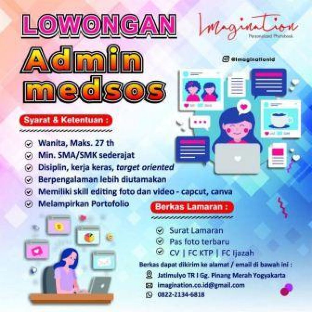 Imagination membuka lowongan kerja sebagai Admin Media Sosia