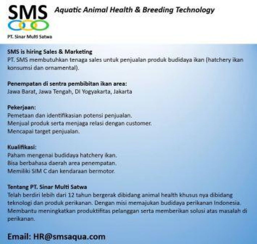 Lowongan PT Sinar Multi Satwa