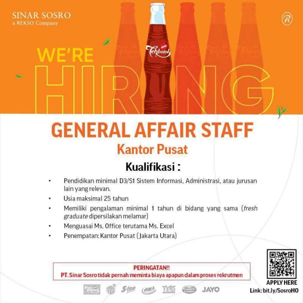 Lowongan kerja di PT Sinar Sosro