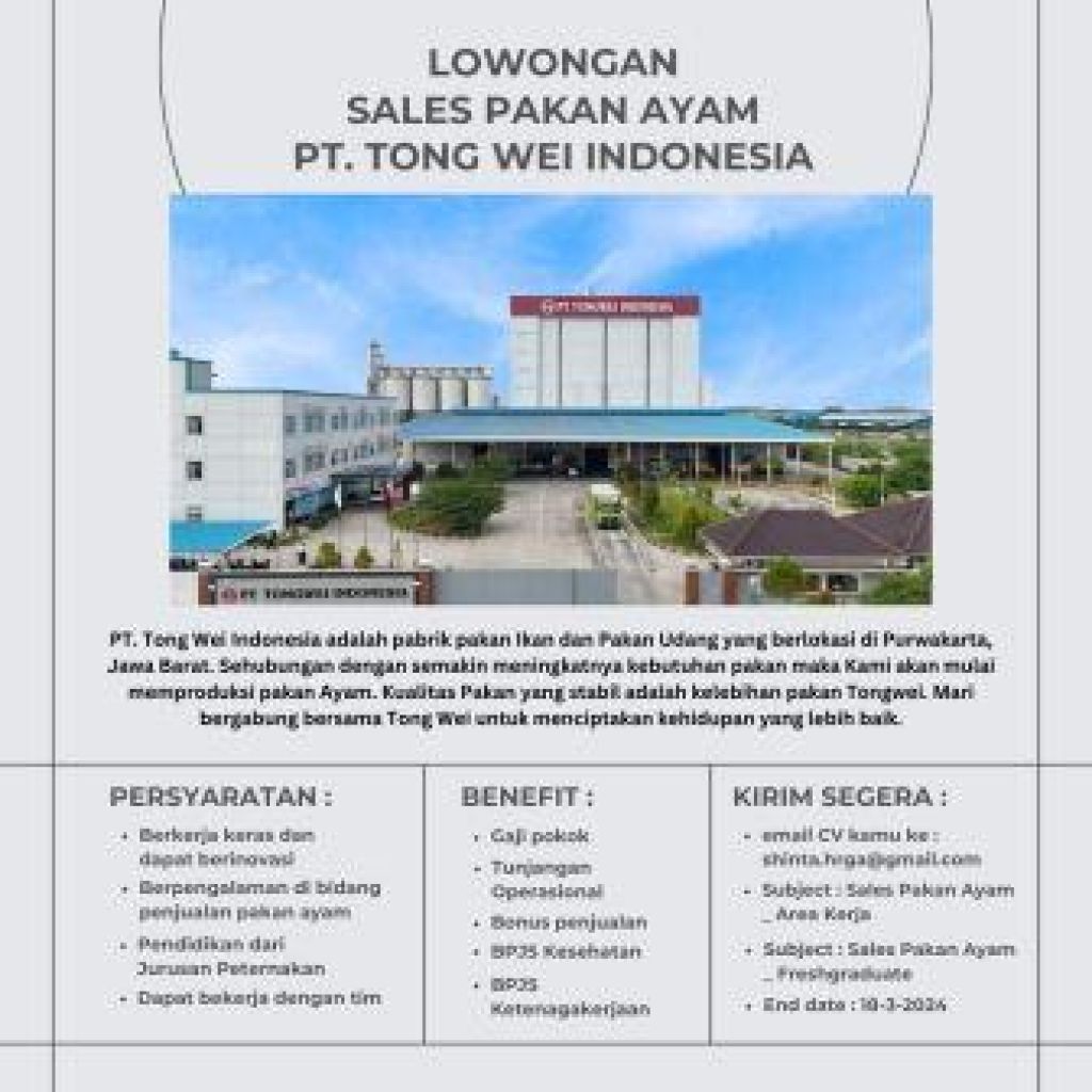 Lowongan kerja di PT Tong Wei Indonesia