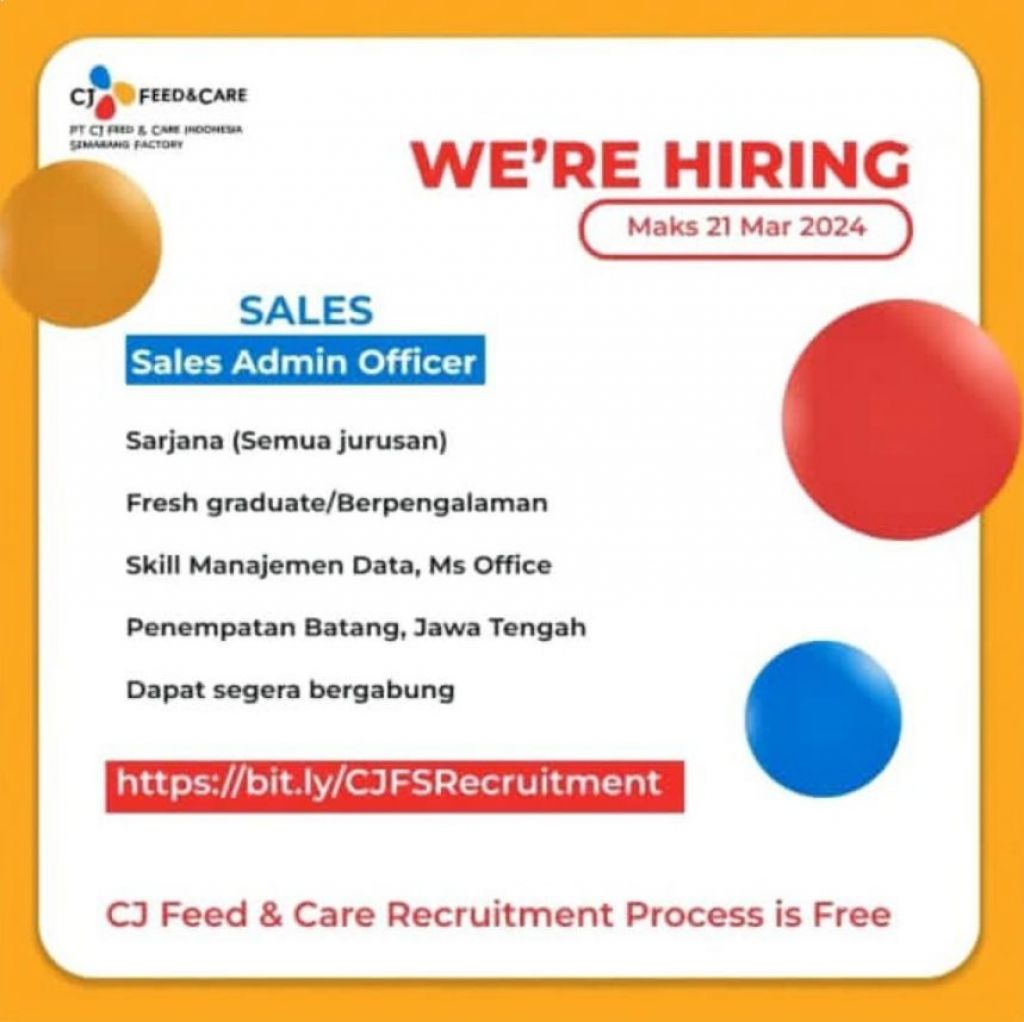 Lowongan kerja di CJ Feed & Care