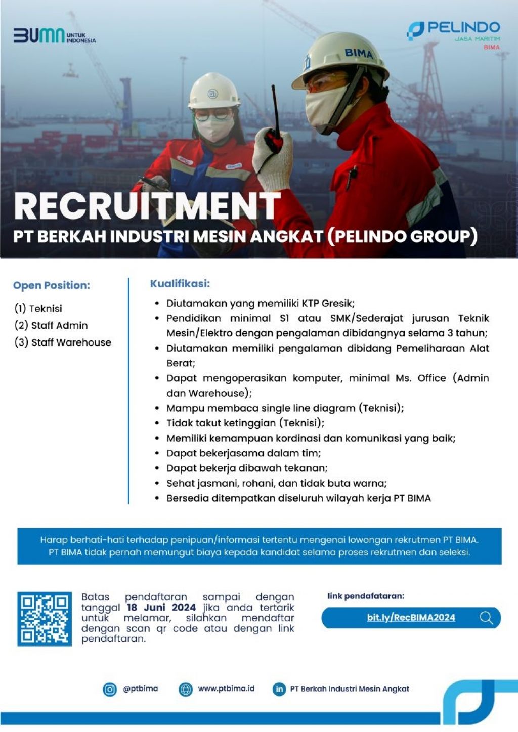 Lowongan PT Berkah Industri Mesin Angkat