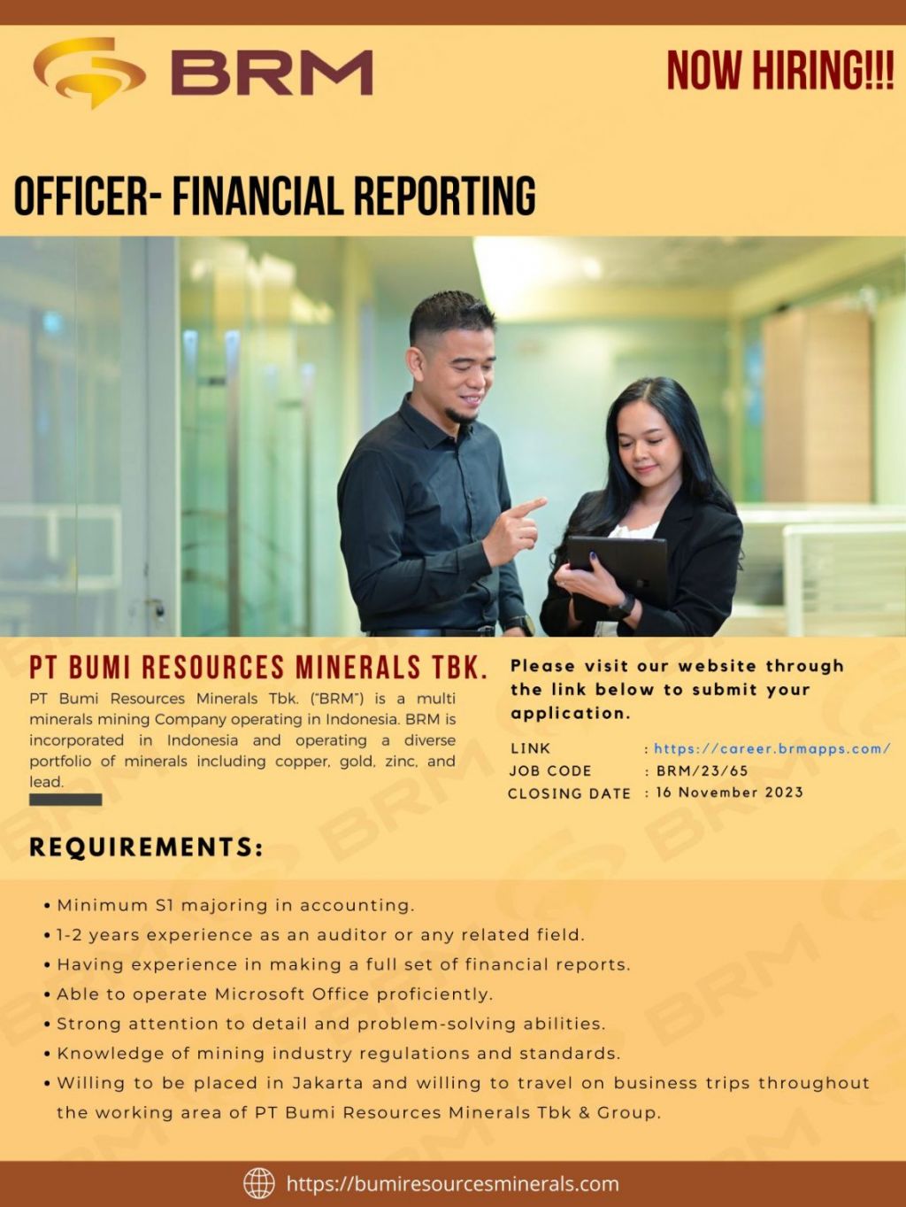 Lowongan kerja PT Bumi Resources Minerals