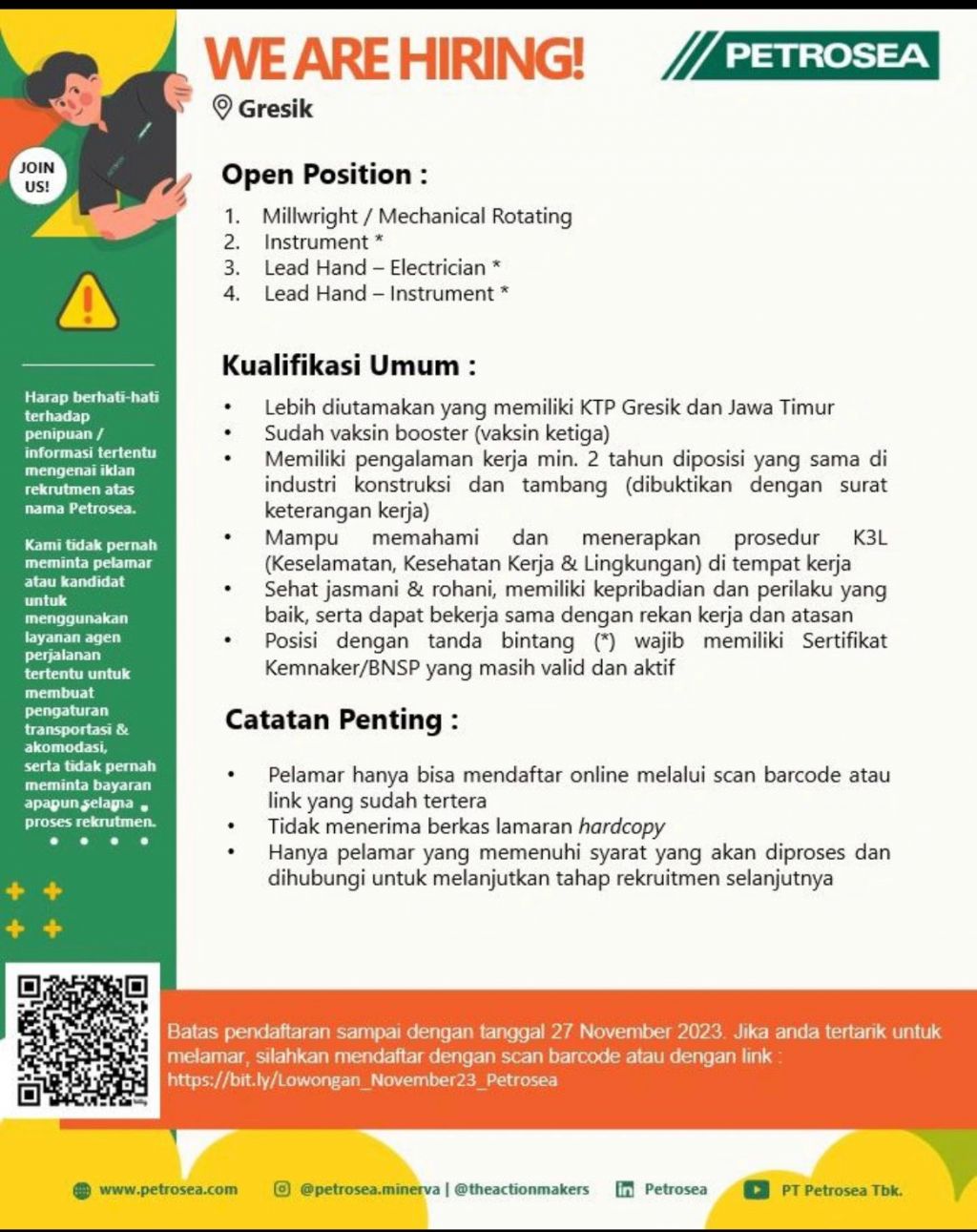Lowongan kerja Petrosea