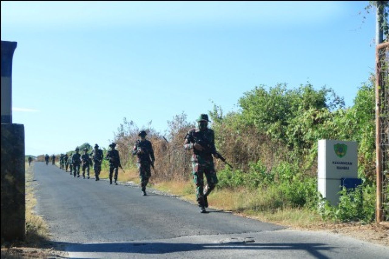 Latihan pertahanan pangkalan di ujung landasan 13-31, Lanud Sultan Hasanuddin
