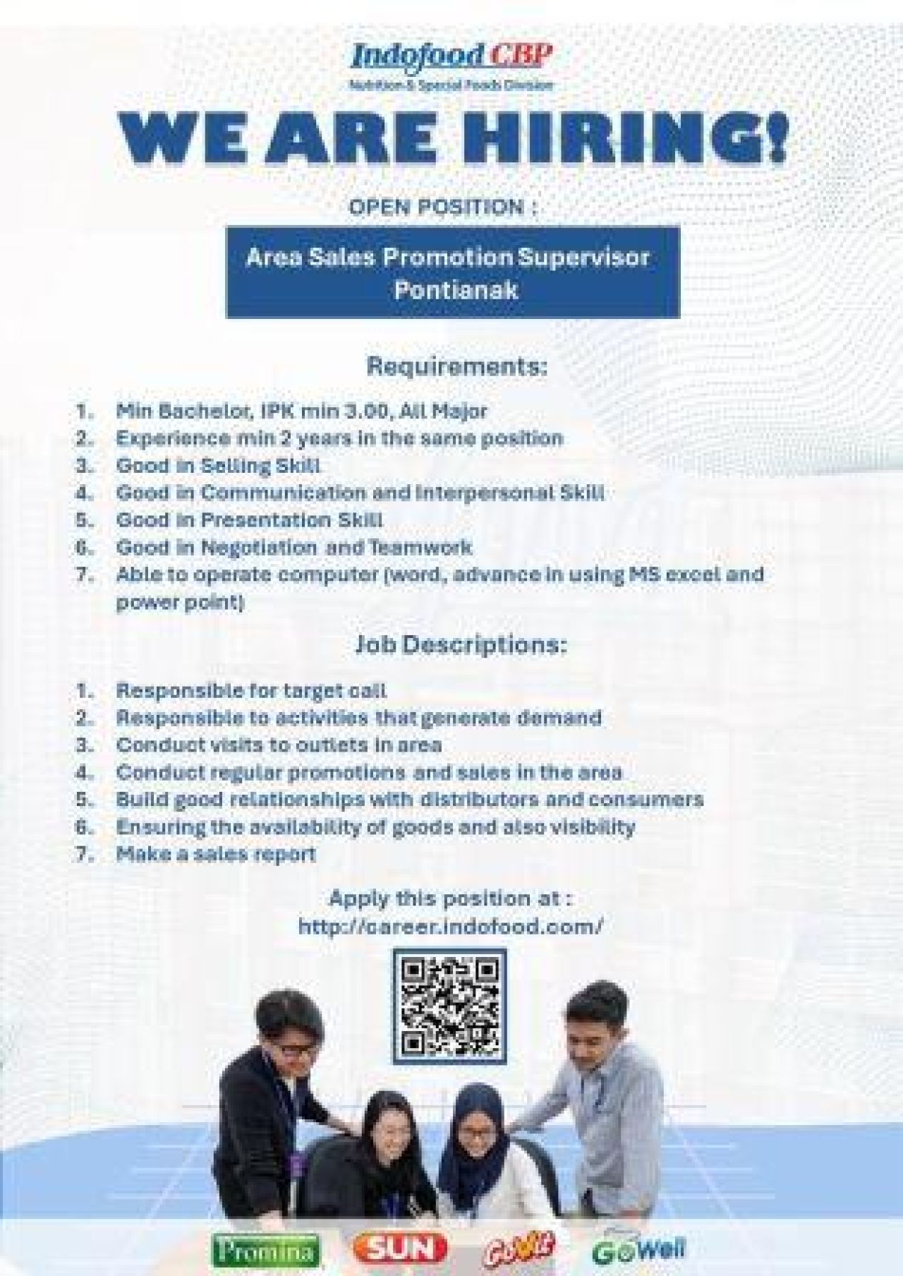 Indofood CBP We Are Hearing Area Sales Promotion Supervisor