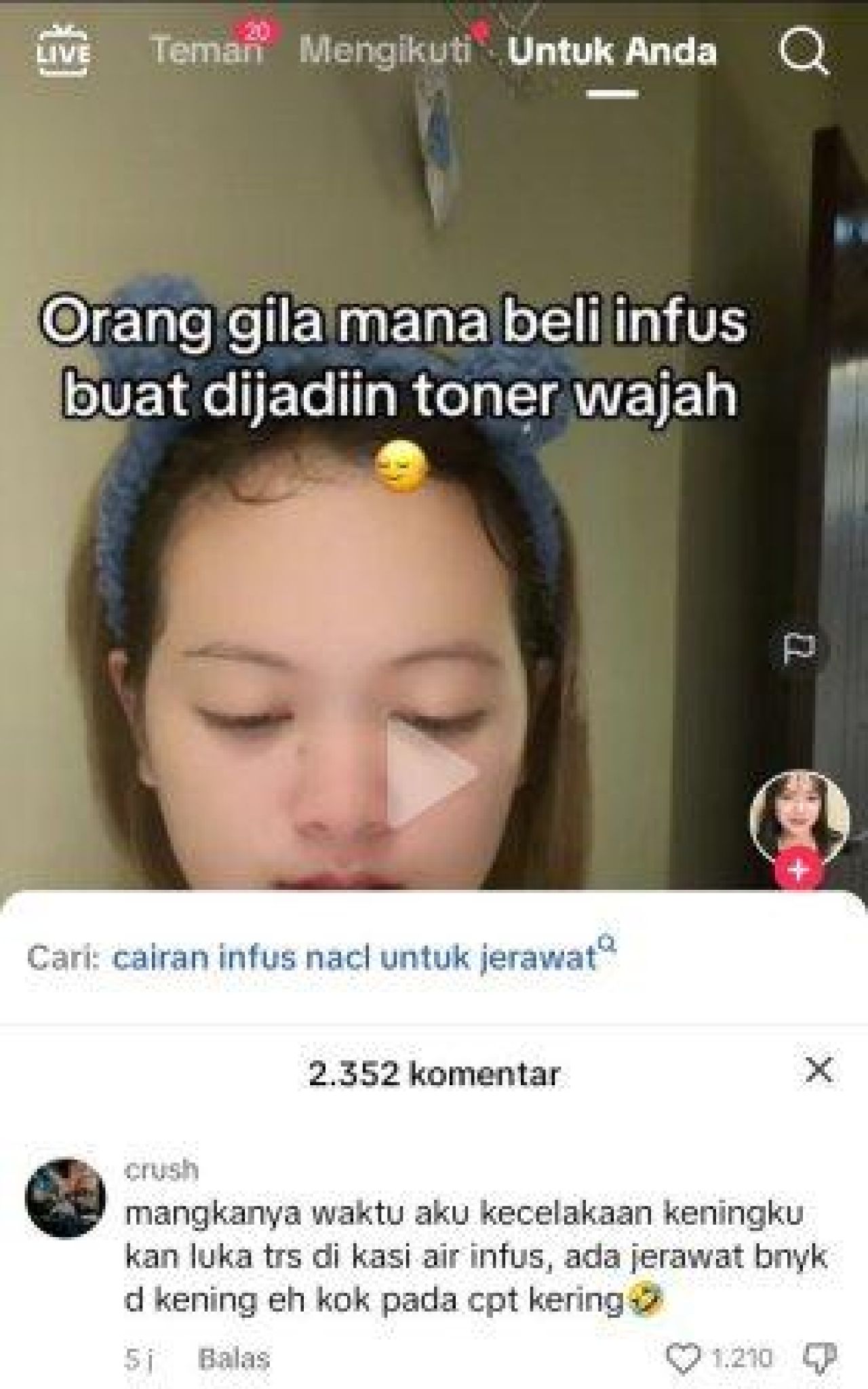 Bahaya Cairan Infus Dijadikan Toner untuk Wajah