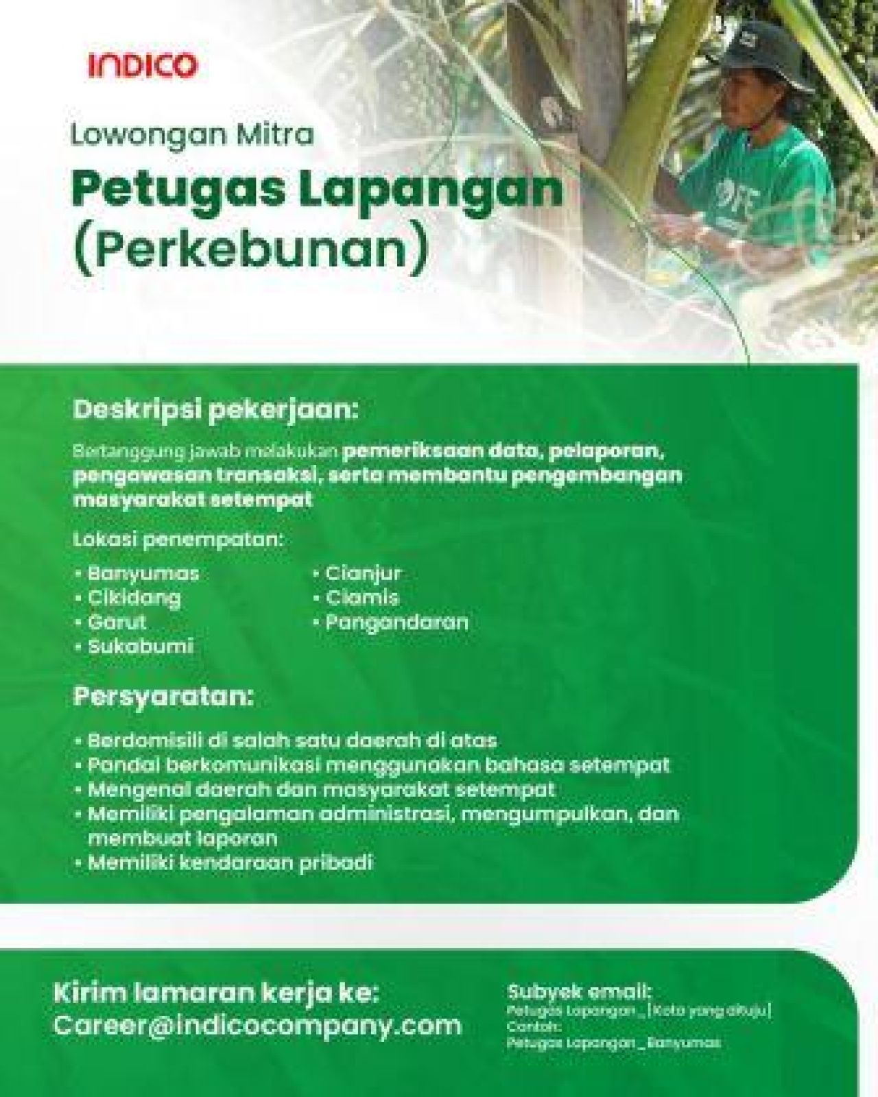Indico Buka Lowongan sebagai Petugas Lapangan