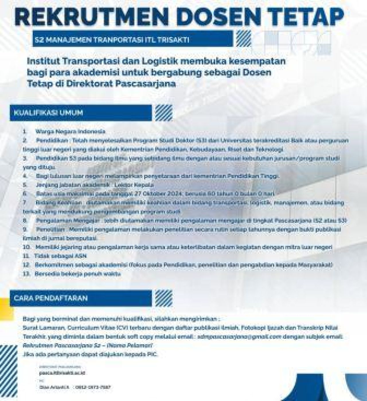 ITL Trisakti Rekrutmen Dosen Tetap