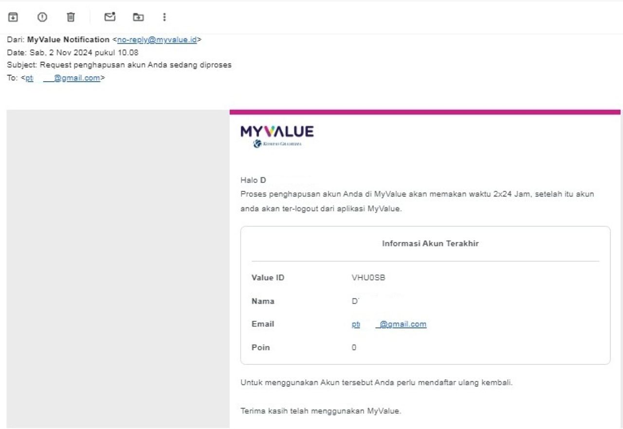 Email dari MyValue Notification