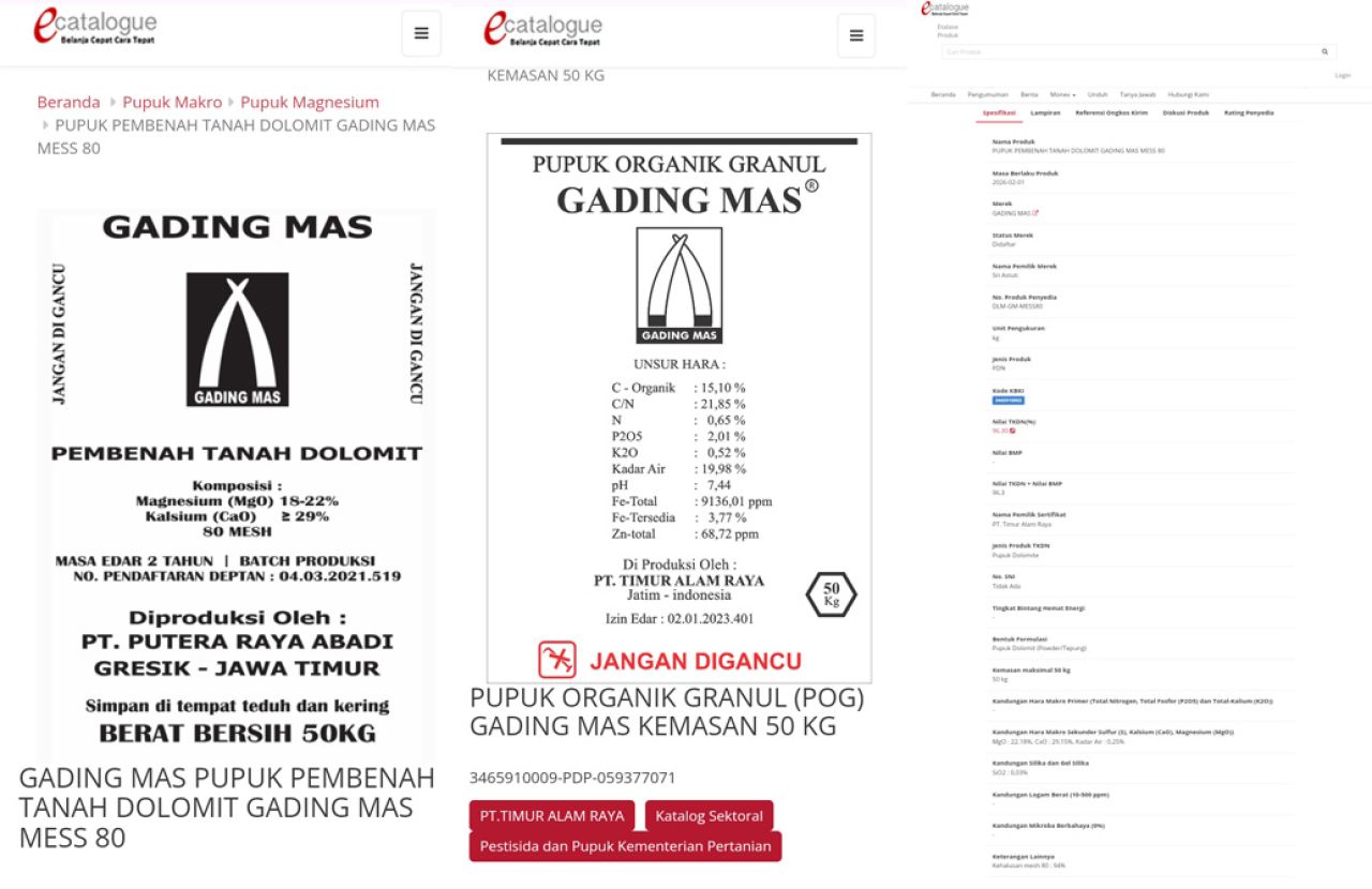 Pupuk Gading Mas di e-Katalog