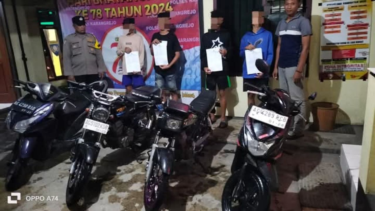 4 motor dan pelaku yang diamankan Polsek Karangrejo