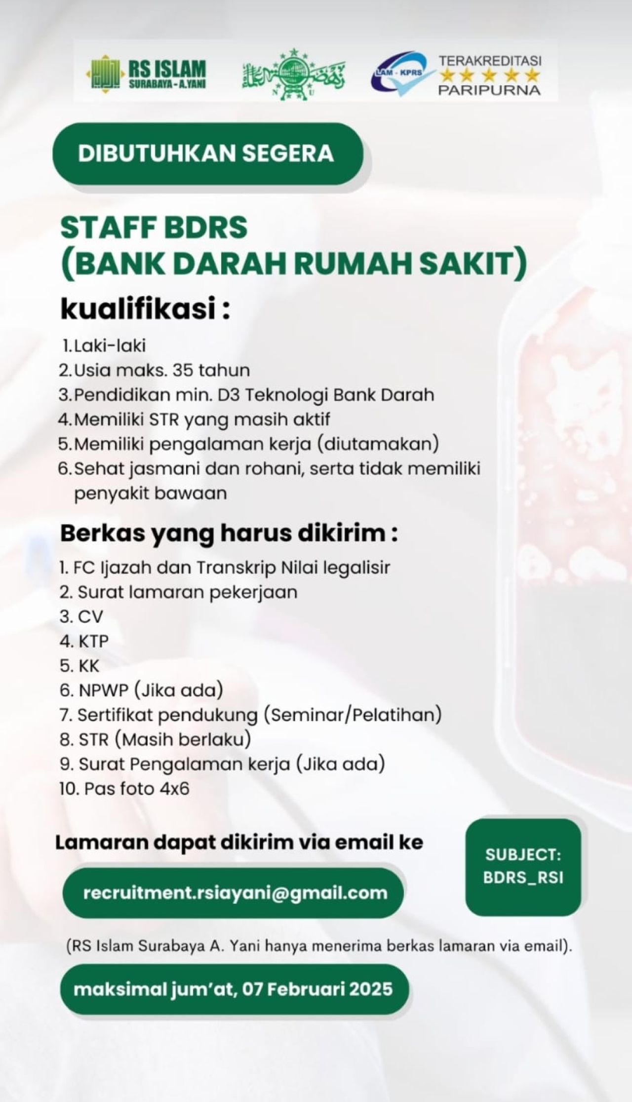 Lowongan di RS Islam Surabaya