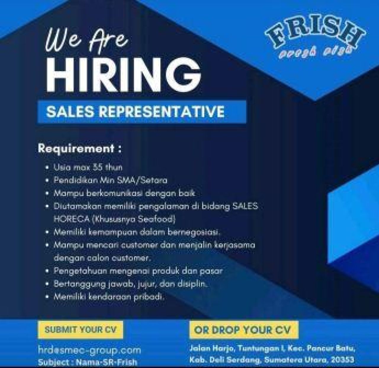 Lowongan Sales Representative