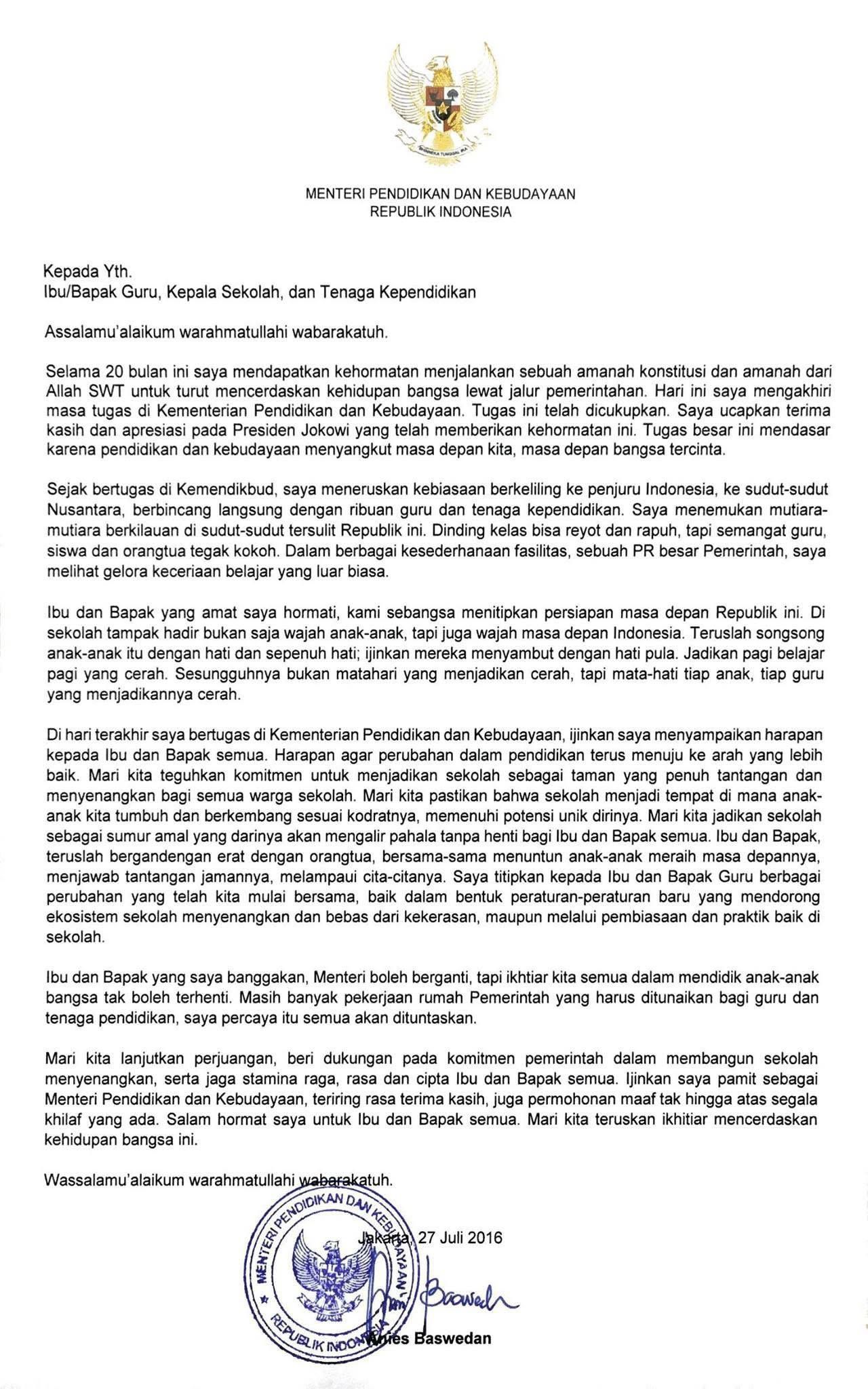 Surat Anies Baswedan