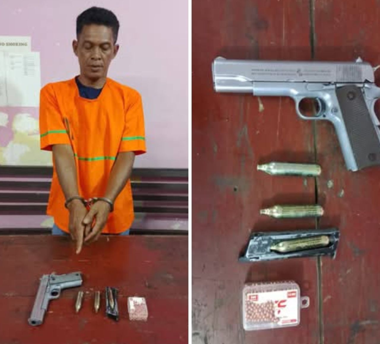 Suami di Bandar Huluan Ditangkap Polsek Perdagangan Karena Todongkan Softgun ke Istrinya