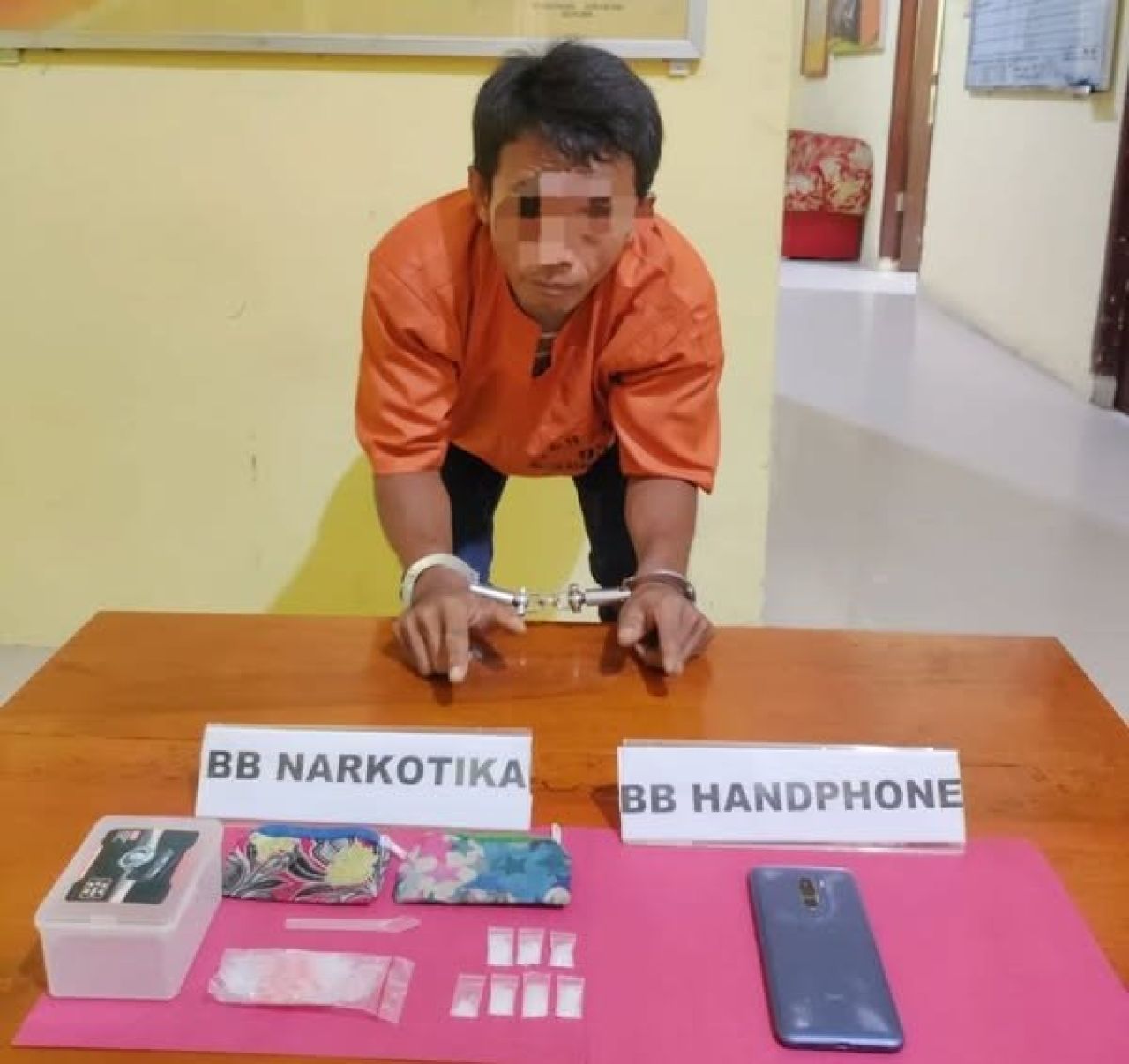 Polsek Kampar Kiri Hilir Bekuk Pengedar Sabu di Desa Penghidupan