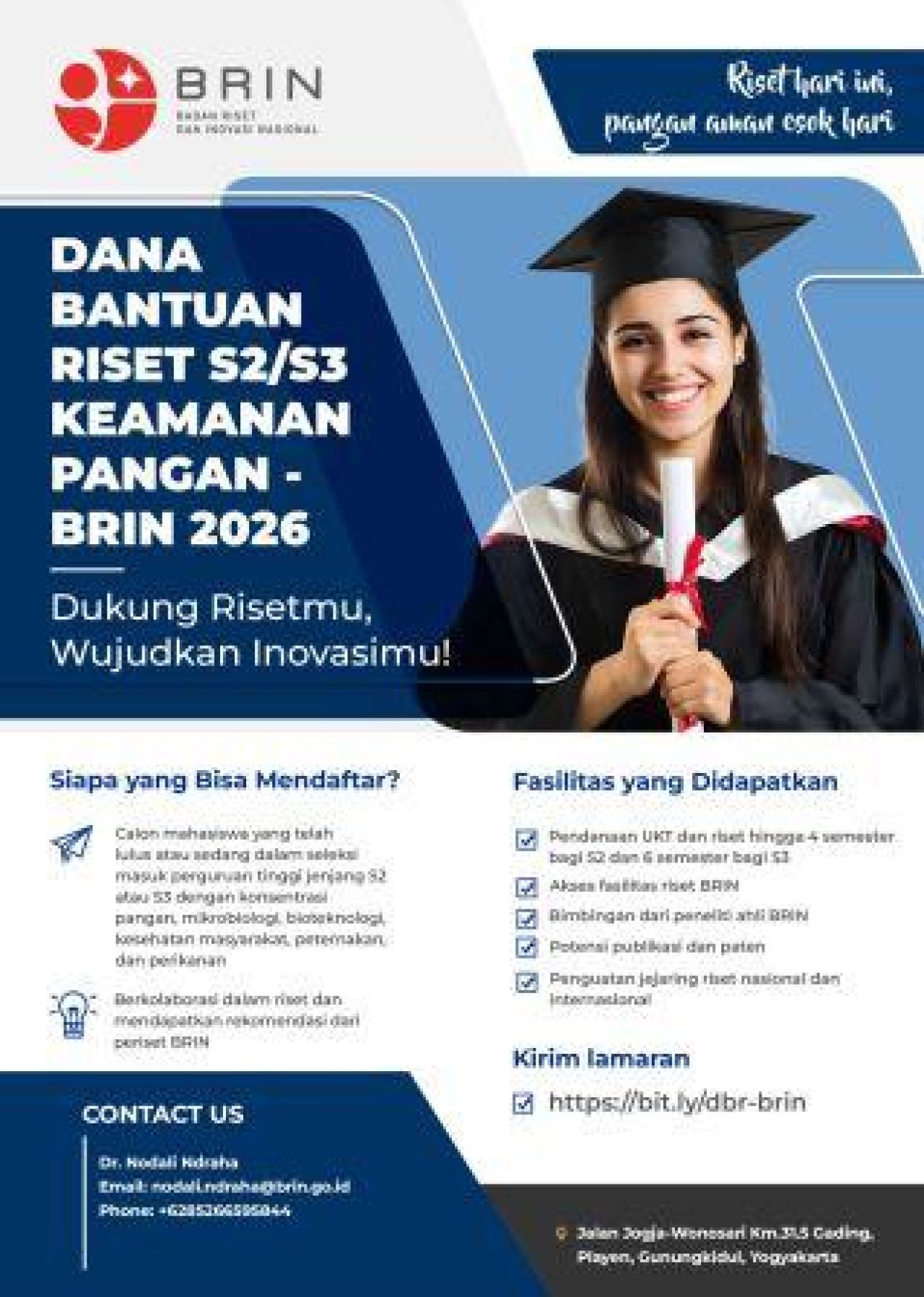 Dana Bantuan Riset S2/S3 Keamanan Pangan - BRIN 2026