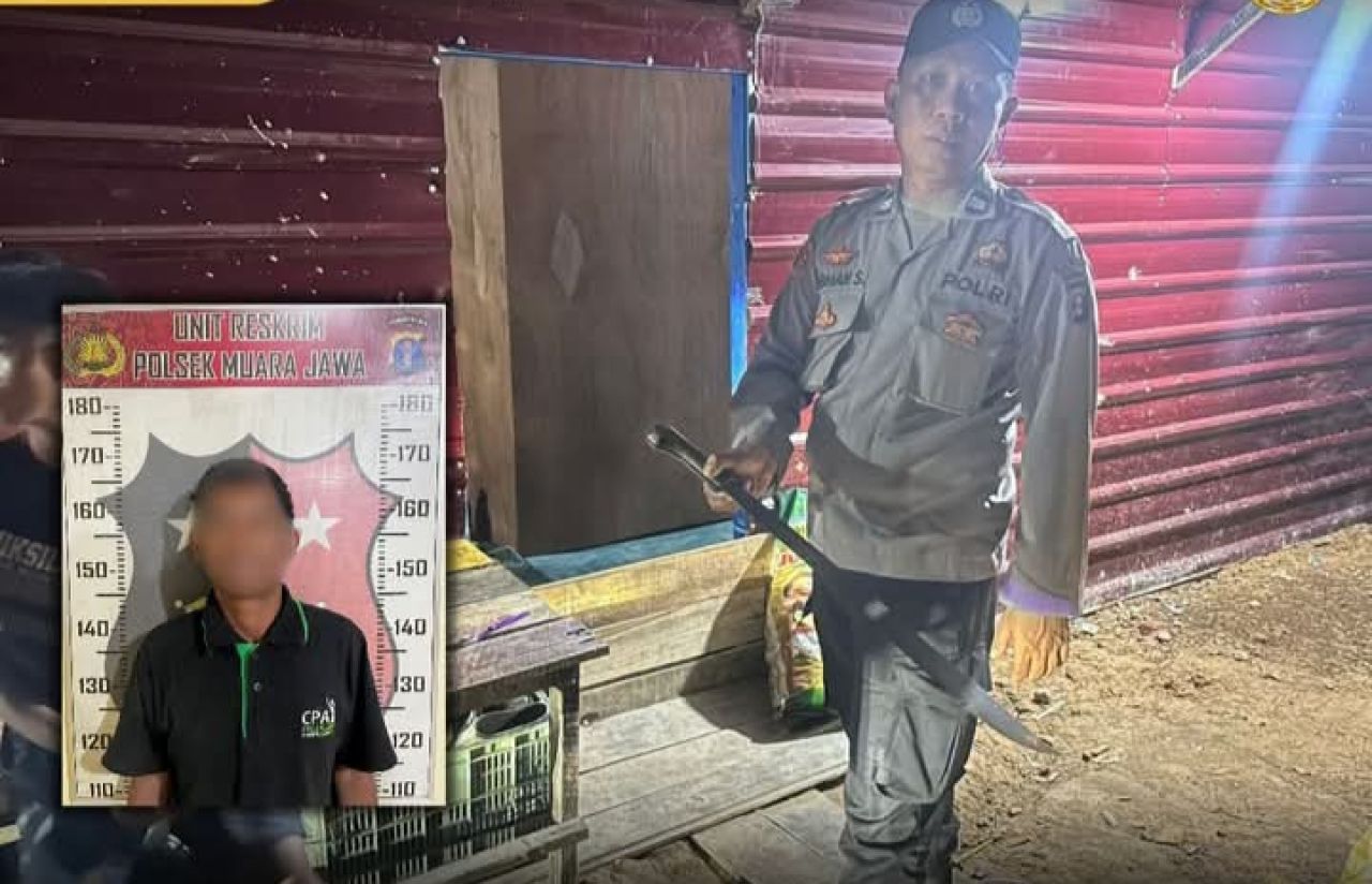 Polsek Muara Jawa Tangkap Pelaku yang Tebas Teman Sendiri di Kelurahan Muara Jawa Pesisir