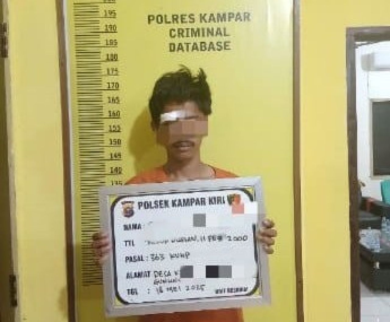 Polsek Kampar Kiri Tangkap Pencuri Kotak Infaq Masjid