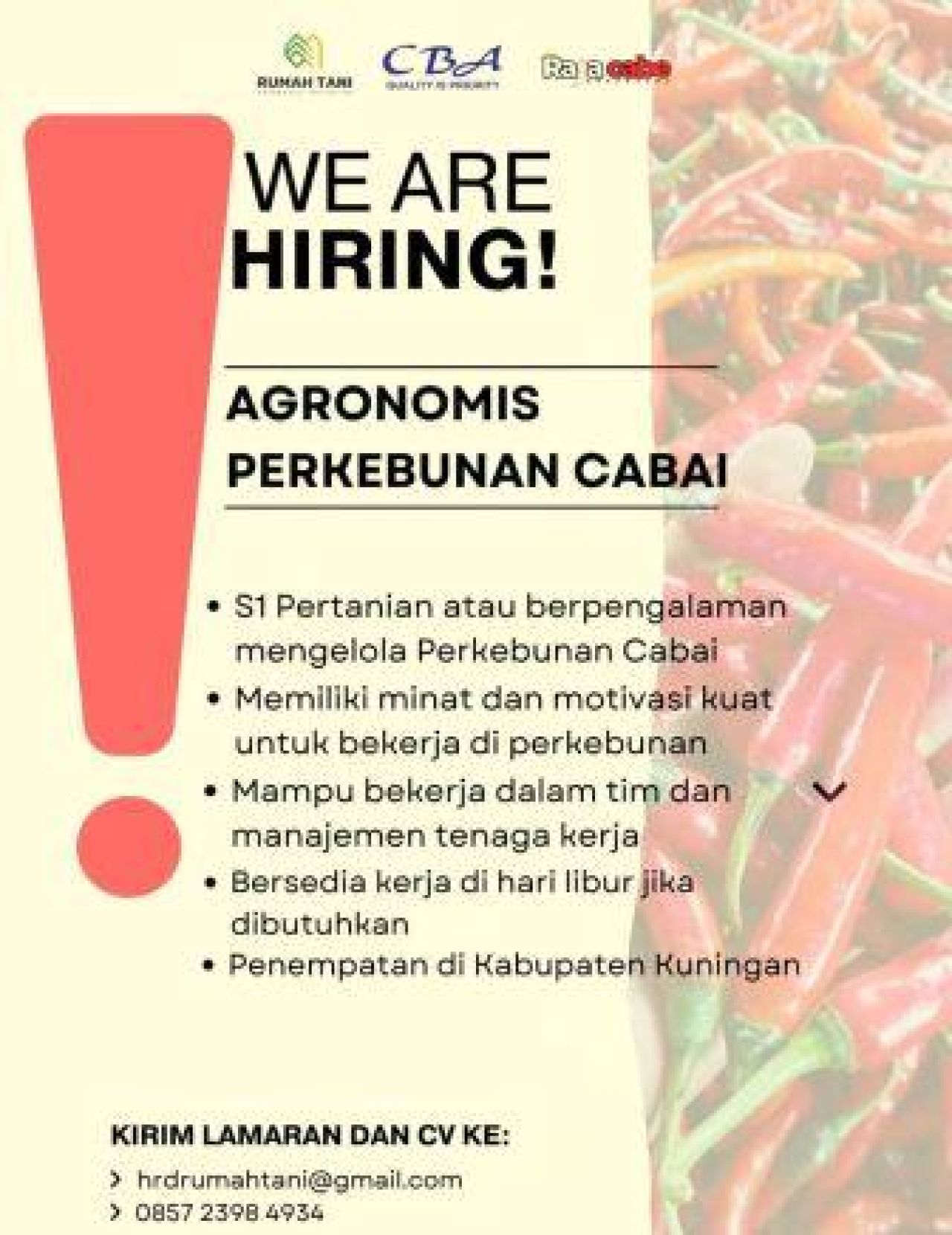 Rumah Tani Membuka Lowongan Kerja sebagai Agronomis