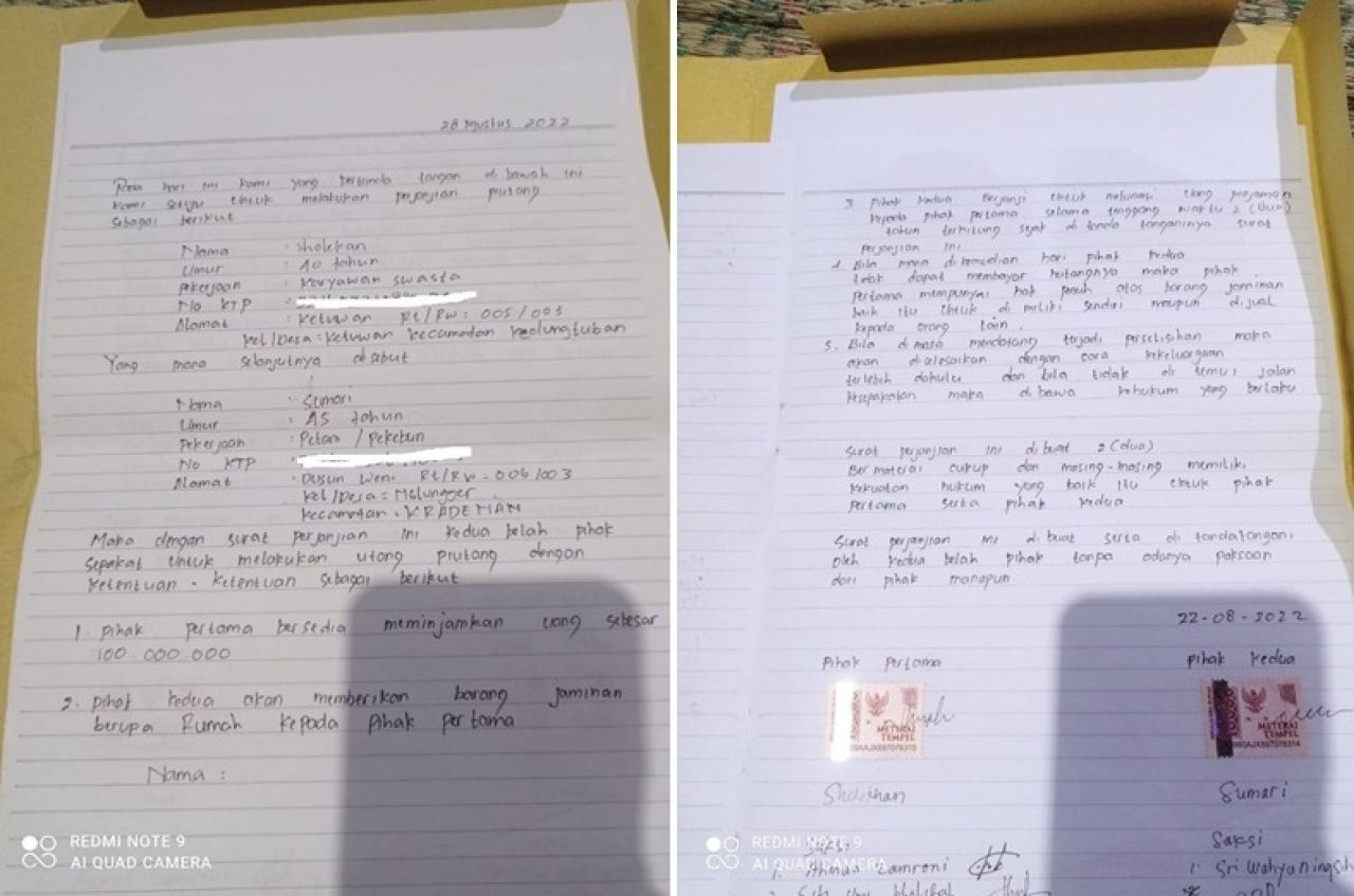 Surat perjanjian hutang piutang