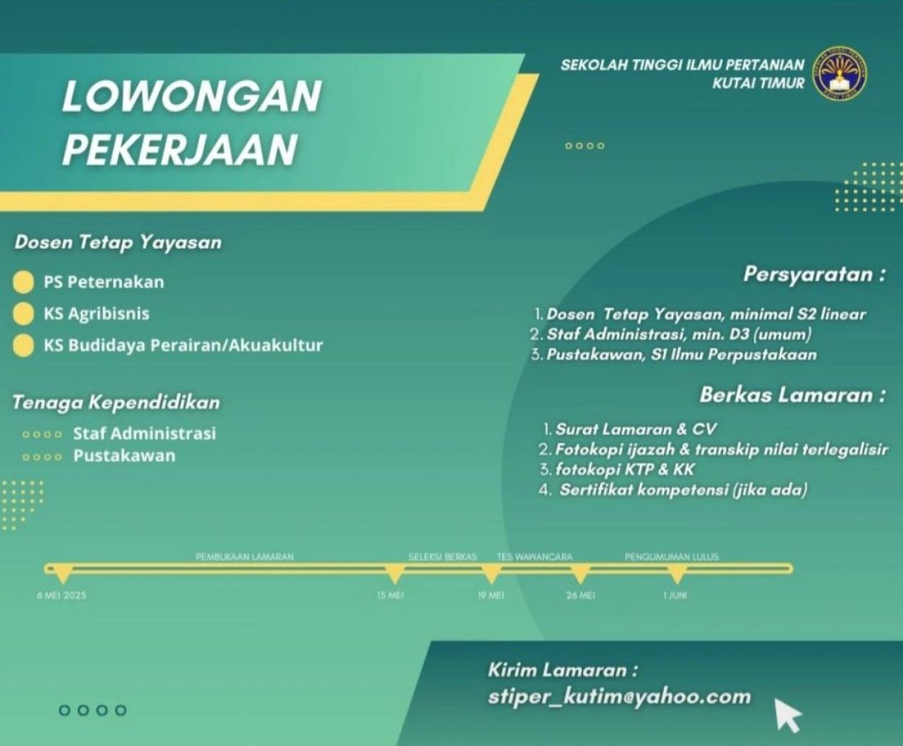 Sekolah Tinggi Ilmu Pertanian Kutai Timur Buka Lowongan Dosen Tetap