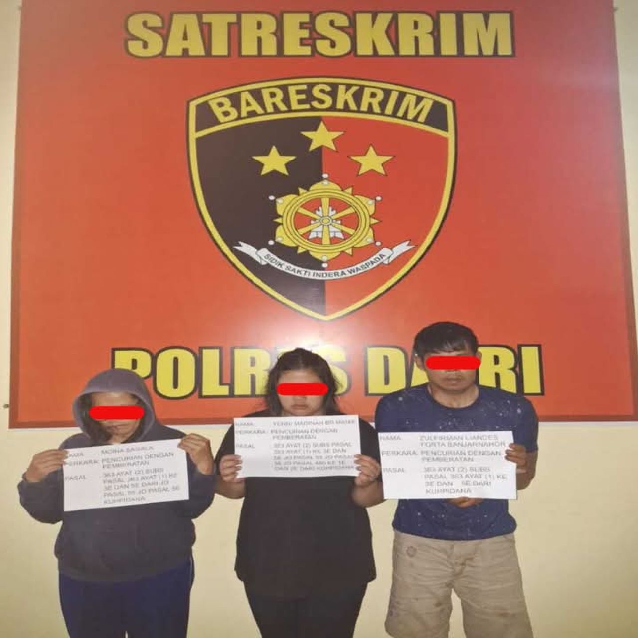 Sat Reskrim Polres Dairi Tangkap 3 Pelaku Pencurian Emas dan Surat Berharga